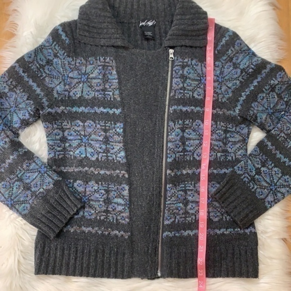 Lord & Taylor wool blend zip cardigan sweater L - Picture 8 of 9